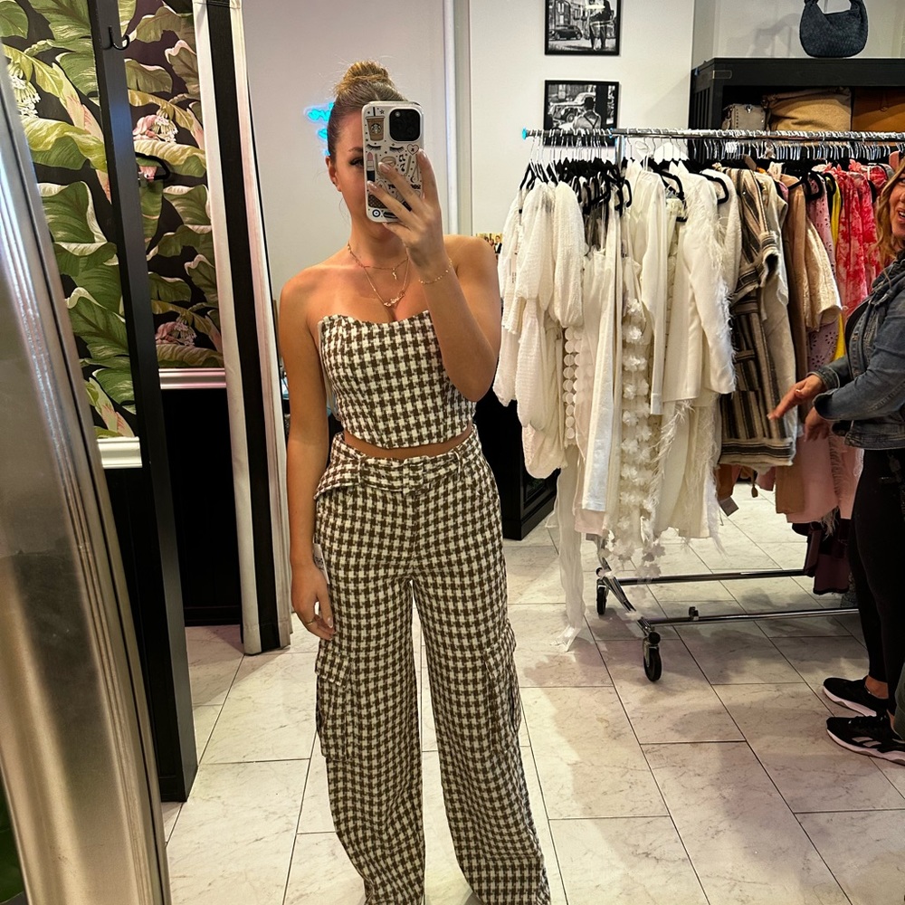 2 piece tube top pants set